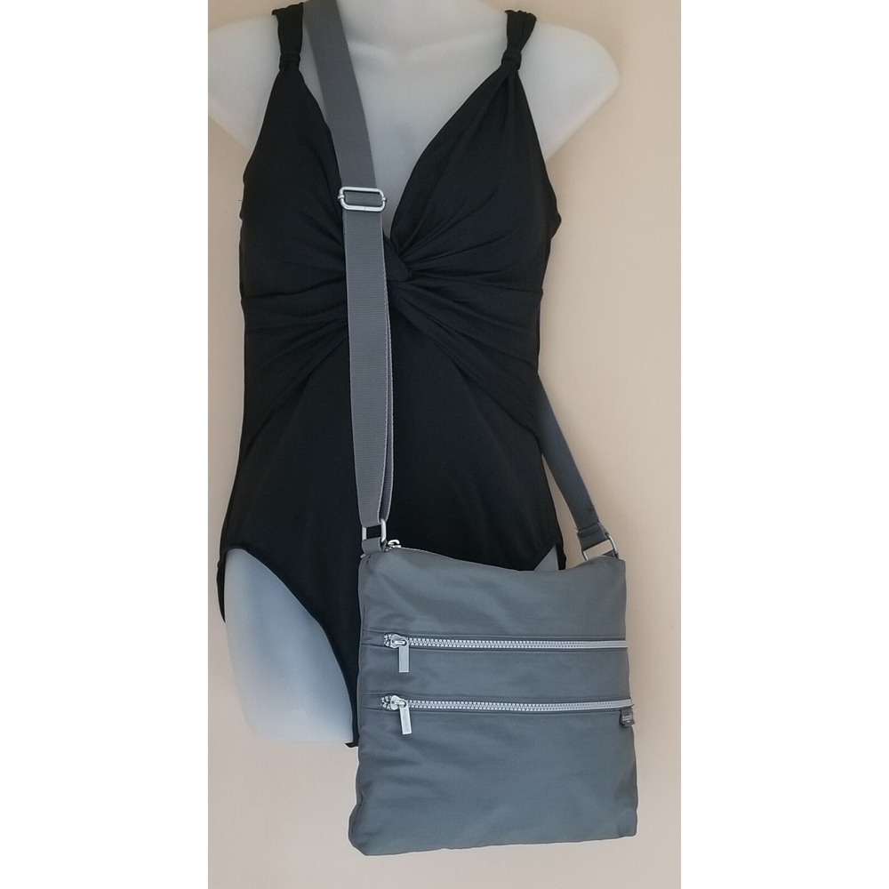 BAGGALLINI 100% Polyester GRAY/YELLOW Crossbody Converts To Shoulder Bag 12x10x2